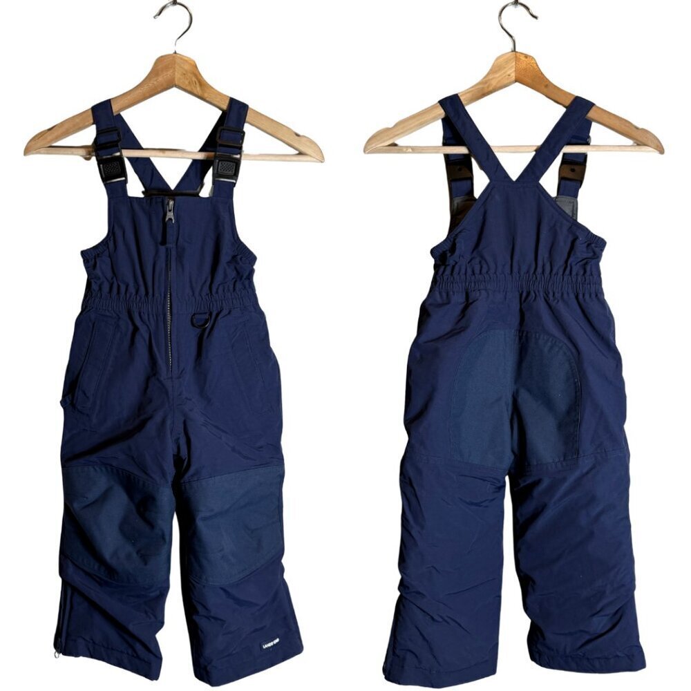 Lands' End Squall Waterproof Insulated Iron Knee Snow Bibs Kids' 3T Blue NWOT